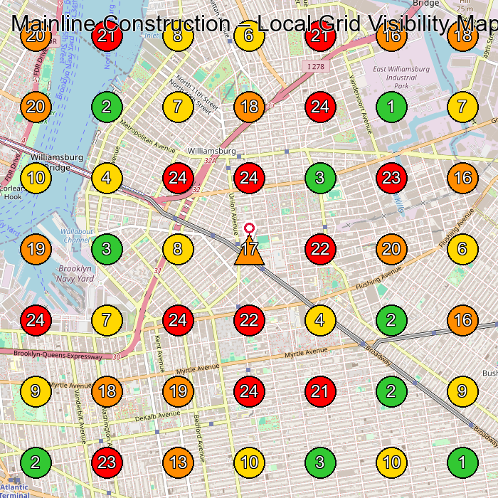 Mainline Construction Construction Company GeoGrid ranking map for None